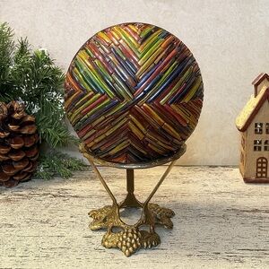 Multicolor Glass Mosaic Orb Decorative Ball Textured Art Sphere